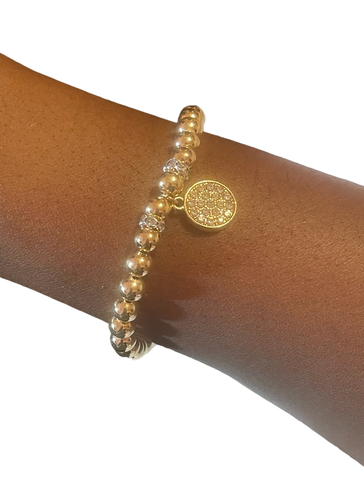 Golden Rhinestone Disc Bracelet