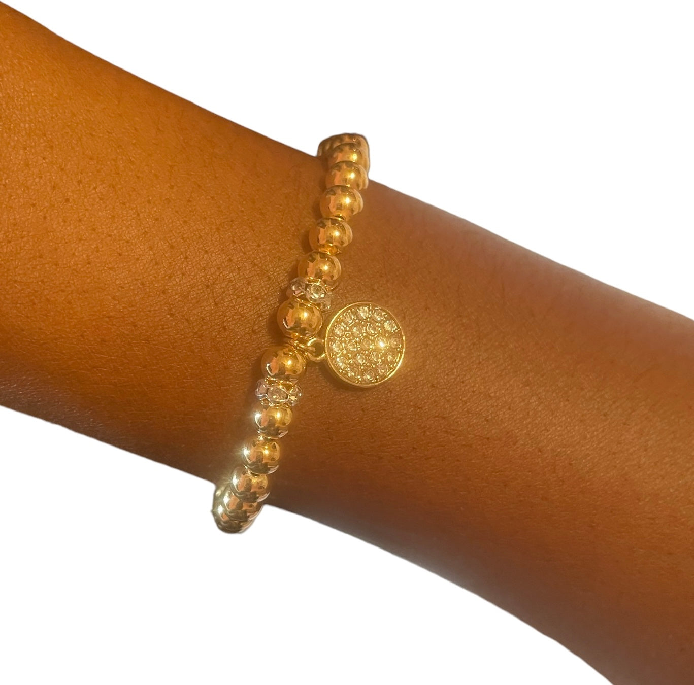 Golden Rhinestone Disc Bracelet